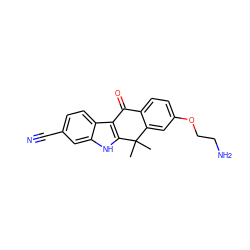 CC1(C)c2cc(OCCN)ccc2C(=O)c2c1[nH]c1cc(C#N)ccc21 ZINC000114799413