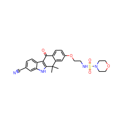 CC1(C)c2cc(OCCNS(=O)(=O)N3CCOCC3)ccc2C(=O)c2c1[nH]c1cc(C#N)ccc21 ZINC000114800217