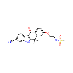 CC1(C)c2cc(OCCNS(C)(=O)=O)ccc2C(=O)c2c1[nH]c1cc(C#N)ccc21 ZINC000114799783