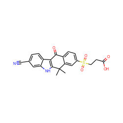 CC1(C)c2cc(S(=O)(=O)CCC(=O)O)ccc2C(=O)c2c1[nH]c1cc(C#N)ccc21 ZINC000114801274