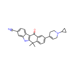 CC1(C)c2ccc(C3=CCN(C4CC4)CC3)cc2C(=O)c2c1[nH]c1cc(C#N)ccc21 ZINC000114801329