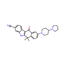 CC1(C)c2ccc(N3CCC(N4CCCC4)CC3)cc2C(=O)c2c1[nH]c1cc(C#N)ccc21 ZINC000114801197