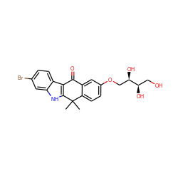 CC1(C)c2ccc(OC[C@@H](O)[C@H](O)CO)cc2C(=O)c2c1[nH]c1cc(Br)ccc21 ZINC000114802224