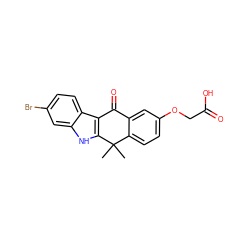 CC1(C)c2ccc(OCC(=O)O)cc2C(=O)c2c1[nH]c1cc(Br)ccc21 ZINC000114802248