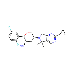 CC1(C)c2cnc(C3CC3)nc2CN1[C@H]1CO[C@H](c2cc(F)ccc2F)[C@@H](N)C1 ZINC000096284071