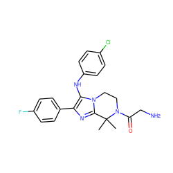 CC1(C)c2nc(-c3ccc(F)cc3)c(Nc3ccc(Cl)cc3)n2CCN1C(=O)CN ZINC000096933115