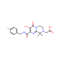 CC1(C)c2nc(C(=O)NCc3ccc(F)cc3)c(O)c(=O)n2CCN1CC(=O)O ZINC000036518550