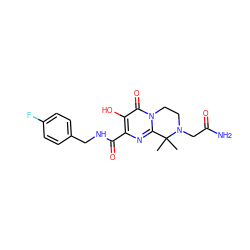 CC1(C)c2nc(C(=O)NCc3ccc(F)cc3)c(O)c(=O)n2CCN1CC(N)=O ZINC000036518653