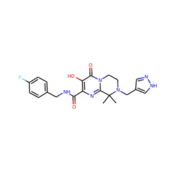 CC1(C)c2nc(C(=O)NCc3ccc(F)cc3)c(O)c(=O)n2CCN1Cc1cn[nH]c1 ZINC000035017626