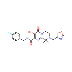 CC1(C)c2nc(C(=O)NCc3ccc(F)cc3)c(O)c(=O)n2CCN1Cc1cocn1 ZINC000036519984