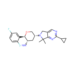 CC1(C)c2nc(C3CC3)ncc2CN1[C@H]1CO[C@H](c2cc(F)ccc2F)[C@@H](N)C1 ZINC000096284074