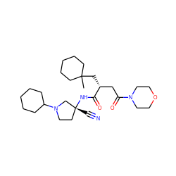 CC1(C[C@H](CC(=O)N2CCOCC2)C(=O)N[C@]2(C#N)CCN(C3CCCCC3)C2)CCCCC1 ZINC000028817773