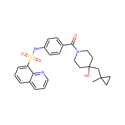 CC1(CC2(O)CCN(C(=O)c3ccc(NS(=O)(=O)c4cccc5cccnc45)cc3)CC2)CC1 ZINC000217631477