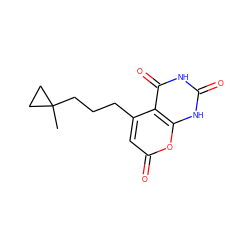 CC1(CCCc2cc(=O)oc3[nH]c(=O)[nH]c(=O)c23)CC1 ZINC000096902468