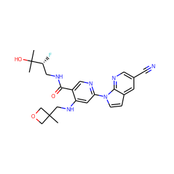 CC1(CNc2cc(-n3ccc4cc(C#N)cnc43)ncc2C(=O)NC[C@@H](F)C(C)(C)O)COC1 ZINC001772599790