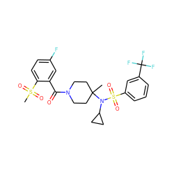 CC1(N(C2CC2)S(=O)(=O)c2cccc(C(F)(F)F)c2)CCN(C(=O)c2cc(F)ccc2S(C)(=O)=O)CC1 ZINC000103251089