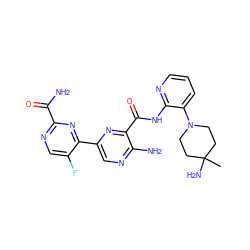 CC1(N)CCN(c2cccnc2NC(=O)c2nc(-c3nc(C(N)=O)ncc3F)cnc2N)CC1 ZINC001772585733