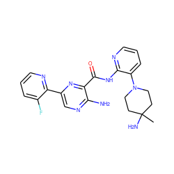 CC1(N)CCN(c2cccnc2NC(=O)c2nc(-c3ncccc3F)cnc2N)CC1 ZINC001772578852