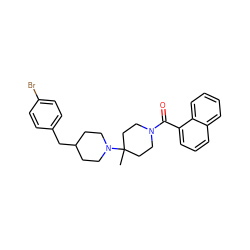 CC1(N2CCC(Cc3ccc(Br)cc3)CC2)CCN(C(=O)c2cccc3ccccc23)CC1 ZINC000027521999