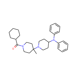 CC1(N2CCC(N(c3ccccc3)c3ccccc3)CC2)CCN(C(=O)C2CCCCC2)CC1 ZINC000013560293