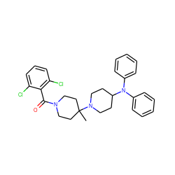 CC1(N2CCC(N(c3ccccc3)c3ccccc3)CC2)CCN(C(=O)c2c(Cl)cccc2Cl)CC1 ZINC000013560295