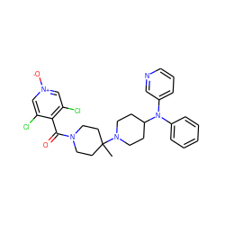 CC1(N2CCC(N(c3ccccc3)c3cccnc3)CC2)CCN(C(=O)c2c(Cl)c[n+]([O-])cc2Cl)CC1 ZINC000029040897