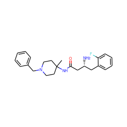 CC1(NC(=O)C[C@H](N)Cc2ccccc2F)CCN(Cc2ccccc2)CC1 ZINC000040895979