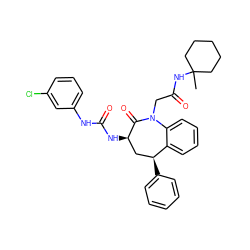 CC1(NC(=O)CN2C(=O)[C@H](NC(=O)Nc3cccc(Cl)c3)C[C@H](c3ccccc3)c3ccccc32)CCCCC1 ZINC000027211036