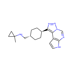 CC1(NC[C@H]2CC[C@H](c3nnn4cnc5[nH]ccc5c34)CC2)CC1 ZINC001772621613