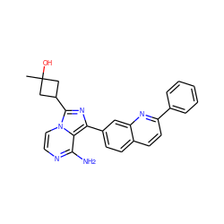 CC1(O)CC(c2nc(-c3ccc4ccc(-c5ccccc5)nc4c3)c3c(N)nccn23)C1 ZINC000053239527