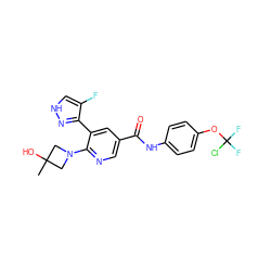 CC1(O)CN(c2ncc(C(=O)Nc3ccc(OC(F)(F)Cl)cc3)cc2-c2n[nH]cc2F)C1 ZINC001772645353