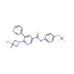 CC1(O)CN(c2ncc(C(=O)Nc3ccc(OC(F)(F)F)cc3)cc2-c2cccnc2)C1 ZINC001772578797