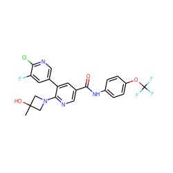 CC1(O)CN(c2ncc(C(=O)Nc3ccc(OC(F)(F)F)cc3)cc2-c2cnc(Cl)c(F)c2)C1 ZINC000224316562