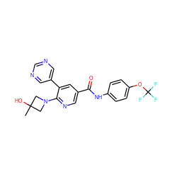 CC1(O)CN(c2ncc(C(=O)Nc3ccc(OC(F)(F)F)cc3)cc2-c2cncnc2)C1 ZINC000224418339