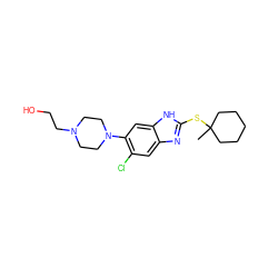 CC1(Sc2nc3cc(Cl)c(N4CCN(CCO)CC4)cc3[nH]2)CCCCC1 ZINC000029049874