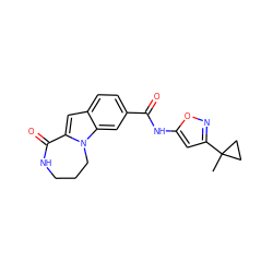 CC1(c2cc(NC(=O)c3ccc4cc5n(c4c3)CCCNC5=O)on2)CC1 ZINC000147710870