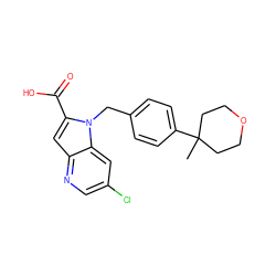 CC1(c2ccc(Cn3c(C(=O)O)cc4ncc(Cl)cc43)cc2)CCOCC1 ZINC000653914395