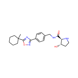 CC1(c2nc(-c3ccc(CNC(=O)[C@H]4NCC[C@@H]4O)cc3)no2)CCCCC1 ZINC000058487802