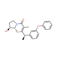 CC1=C([C@H](C)c2cccc(Oc3ccccc3)c2)O[C@@H]2[C@@H](O)CCN2C1=O ZINC000169318284