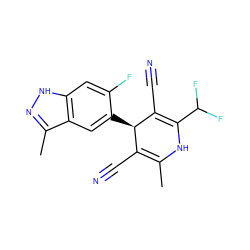 CC1=C(C#N)[C@@H](c2cc3c(C)n[nH]c3cc2F)C(C#N)=C(C(F)F)N1 ZINC000068250982