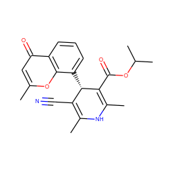 CC1=C(C#N)[C@H](c2cccc3c(=O)cc(C)oc23)C(C(=O)OC(C)C)=C(C)N1 ZINC000115844882