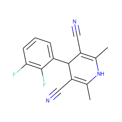 CC1=C(C#N)C(c2cccc(F)c2F)C(C#N)=C(C)N1 ZINC000049792899