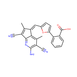 CC1=C(C#N)c2nc(N)c(C#N)c(C)c2/C1=C\c1ccc(-c2ccccc2C(=O)O)o1 ZINC000100195477