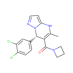 CC1=C(C(=O)N2CCC2)[C@H](c2ccc(Cl)c(Cl)c2)n2nccc2N1 ZINC000040395693