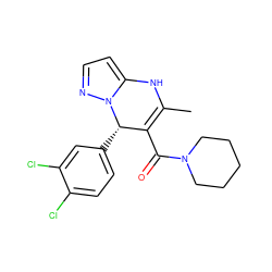 CC1=C(C(=O)N2CCCCC2)[C@H](c2ccc(Cl)c(Cl)c2)n2nccc2N1 ZINC000034292838