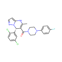 CC1=C(C(=O)N2CCN(c3ccc(F)cc3)CC2)[C@H](c2cc(Cl)ccc2Cl)n2nccc2N1 ZINC000040872933