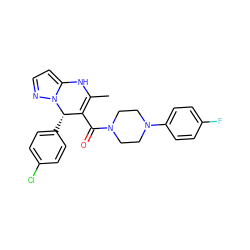 CC1=C(C(=O)N2CCN(c3ccc(F)cc3)CC2)[C@H](c2ccc(Cl)cc2)n2nccc2N1 ZINC000040394658