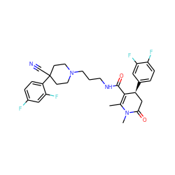 CC1=C(C(=O)NCCCN2CCC(C#N)(c3ccc(F)cc3F)CC2)[C@@H](c2ccc(F)c(F)c2)CC(=O)N1C ZINC000029392774