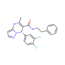 CC1=C(C(=O)NCCc2ccccc2)[C@H](c2ccc(Cl)c(Cl)c2)n2nccc2N1 ZINC000038449915