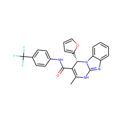 CC1=C(C(=O)Nc2ccc(C(F)(F)F)cc2)[C@H](c2ccco2)n2c(nc3ccccc32)N1 ZINC000064448312